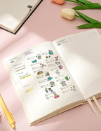 SUNEE 2026 Daily Planner A5 Hardcover – Hourly Schedule Organizer with Monthly Tabs & Task Tracker – Beige Cover Time Management Notebook for Work, School, Personal Goals