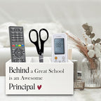 XPH Principal Gifts Pen Pencil Holder Organizer for Desk, Gifts for Principals Women Men, Behind a Great School Is an Awesome Principal Wooden Box Sign for Office Workplace Desk Tabletop Decorations
