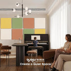 BUBOS 4 PCS Fabric Acoustic Panels 23.6''x23.6'' Decorative Sound Dampening Panels, Sound Absorbing Panels for Studios, Office, Home Theater,Ember