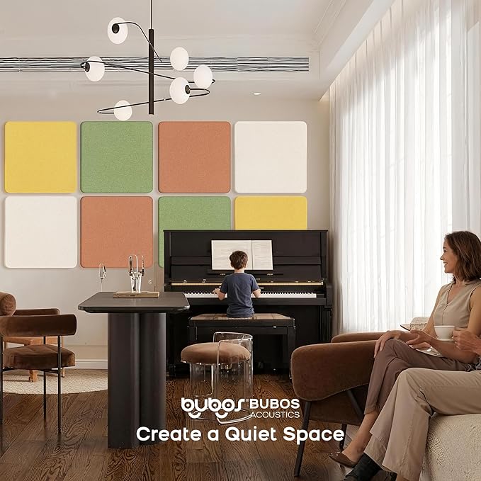 BUBOS 4 PCS Fabric Acoustic Panels 23.6''x23.6'' Decorative Sound Dampening Panels, Sound Absorbing Panels for Studios, Office, Home Theater,Ember