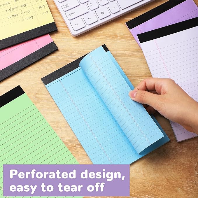 Thboxes 12 Packs Legal Pads 5x8, Totally 360 Sheets Colored Legal Pads 5x8 College Ruled Writing Pads Small Note Pads 30 Sheets/Pad Tablets Lined Notepad for School, Office, To-Do Lists