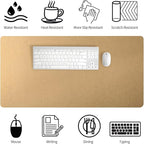 Bloss Gold Desk Mat, PU Large Mouse Pad for Desk, Desk Matt for Desktop, Desk Pad Mat Waterproof, Computer Mat for Office/Home/Decor/Desk Protector(31.5 x 15.7 Inches)
