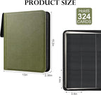 GEAoffice Side Loading 9 Pockets Top Loader Binder Holds 324 Cards, Waterproof PU Leather Trading Card Binder for Toploader, Card Collection Album Folder for MTG, TCG, Sports Cards, Green