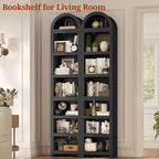 UPOSOJA 76" Tall Narrow Arched Bookcase,7-Teir Mid-Century Modern Bookshelf,Adjustable Shelves offering More Storage Space for Living Room,Kitchen,Home Office,Black