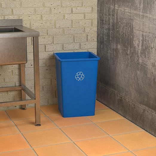 Krollen Industrial 35 Gallon Blue Square Commercial Trash Can