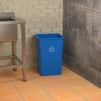 Krollen Industrial 35 Gallon Blue Square Commercial Trash Can