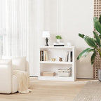 blini 2-Shelf White Bookcase Wooden Bookshelves 33in Wide Floor Standing Display Storage Shelves Low Bookcase for Home Office, Living Room, Bed Room