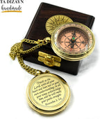 Trust in The Lord With All Your Heart - Proverbs 3:5-6 Quote Engraved Compass With Wooden Box, Greeting Card, Gift Compass, Graduation Day Gifts 2024 for Women Men Boys Girls