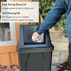 Sturdy Essentials 32 Gallon Square Slatted 100% Recycled Plastic Heavy Duty Outdoor Commercial Trash Can with Swing Top Lid | Great for Schools and Businesses - Green Granite