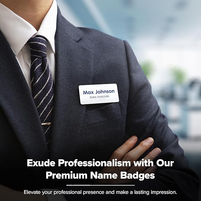 Custom Engraved Name Tags, Magnetic White and Blue Name Tags, Personalized Name Tags, 1.5x3 Inches, Durable Engravable Impact Material, Made in The USA by My Sign Center