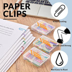 NEEWAY Colorful Paper Clips Assorted Sizes, Small and Large Paperclips, 210 Count, 3 Pack of 70 (Multicolor)