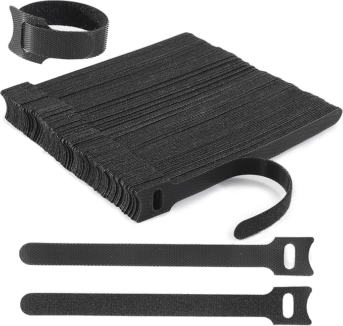 Nettbe Reusable Cable Ties, 126 PCS 8 Inches Adjustable Cord Straps Wire Organizer Cord Wrap and Hook Loop Cable Management