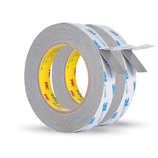 Double Sided Foam Tape 0.75in×20Ft 2 Pack, Heavy Duty Mounting Tape Made of 3M PE Foam for LED Strips, Signs, Home Decor, Waterproof Adhesive for Plastic, Metal, Glass, Indoor & Outdoor Use