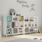 Chyanmoo Wood Cube Storage Organizer White Bookshelf - 3-Tier Freestanding Storage Cabinet with Legs for Home Office, 10-Cubes Open Shelf