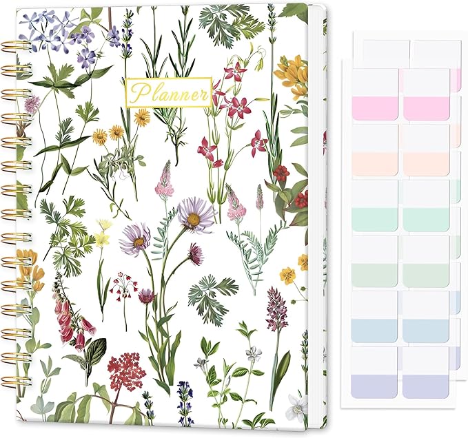 Undated Weekly and Monthly Planner – 12-Month To Do List Notebook Organizer with Goal & Habit Tracker, Spiral Bound Productivity Journal Ideal for Work, School & Home, 6.5" x 8.5", Wildfloral