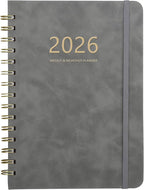 2026 Planner - Weekly and Monthly Planner 2026, Jan 2026 - Dec 2026, 6.4" x 8.5", Daily Planner Calendar Planner with Monthly Tabs, Elastic Closure, Pocket, Notes, Faux Leather Cover Yearly Agenda(Gray)