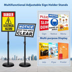 VAIIGO 4 Pack Sign Holder Stands - 11 x17 inch Standing Sign Stand, Adjustable Poster Sign Holder Pedestal Floor Sign Stand, Aluminum Snap Open Frame for Vertical & Horizontal View Sign Stand, Black