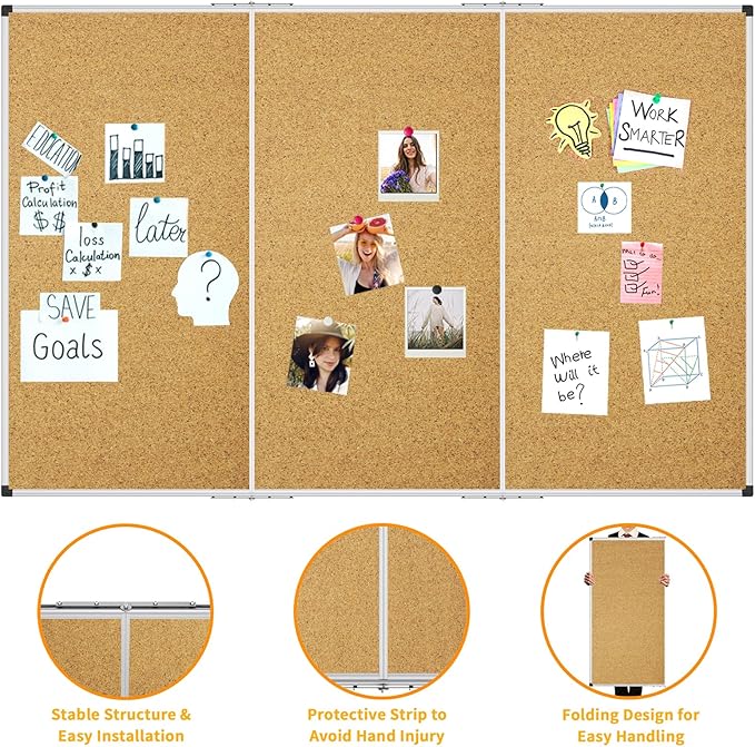 XBoard Large Cork Bulletin Board 72 x 48 Inch, 6' x 4' Big Push Pin Corkboard with Aluminum Frame | Cork Message Notice Board for School, Home & Office Wall Display and Organization
