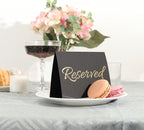 20 Pack Black Reserved Table Sign with Golden Letters - Reserved Signs For Wedding - Wedding Accessories - Tent Cards For Reserving Seats & Places - Place Cards for Party