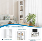 Jpiziso 5 Cube Storage Organizer Single Row, Cube Shelf with Heavy-Duty Thick Boards, 13.31" L x 9.37" W x 60.55" H, Smooth Easy-Clean Panels, Simple Assembly, for Living Room Bedroom Office, White