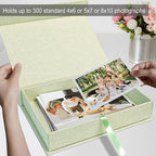 Sprsthai 8x10 Archival Photo Storage Box with Lid – Stackable Memory Keepsake Organizer for Photos, Certificates, Jewelry & Scrapbooking Supplies Grass Green
