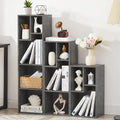 VECELO Wide Bookshelf Set, Fits 9.3" × 10-12.8" Hardcovers, Cube Storage Bookcases, Free-Standing for Living Room, Bedroom, Home Office, 3/4-Tier, 2-Pack, Gray