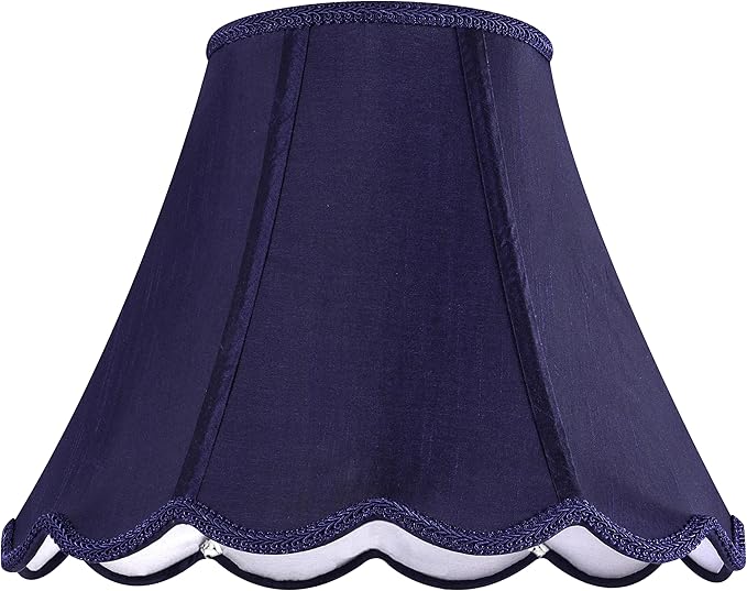 GOSO Set of 1 Leaf Scalloped Lamp Shade Blue, 6×13×9.8 Inch Spider Lamp Shade for Table Lamp,Floor Lamps Replacement Braids with Petal Edges,Easy Assembly Art Decor Bell Shades for Bedroom