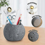 Kimdio Pen Holder, Astronaut Stand for Desk Pencil Holder, Resin Desk Moon Organizer Decorative Accessories Ideal Gift for Office, Classroom, Home - Grey