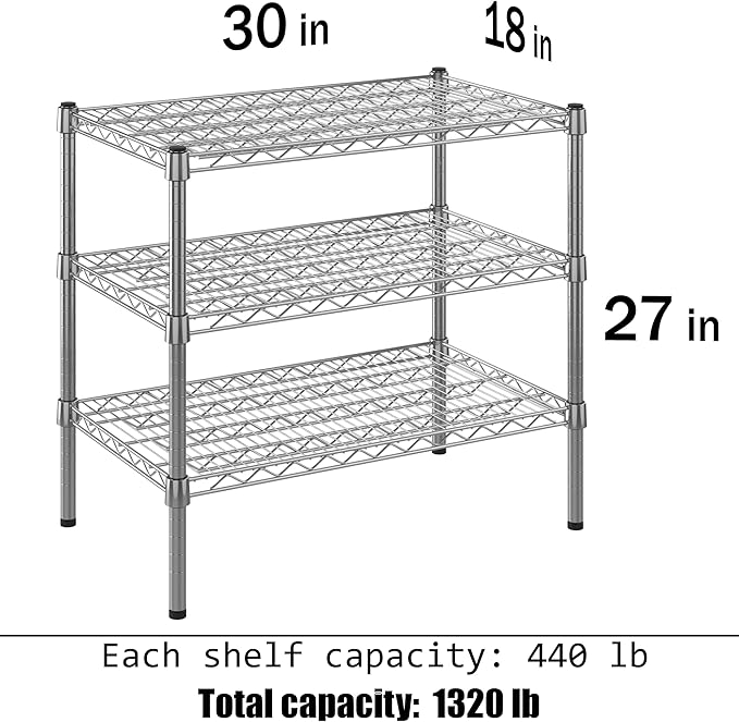 Regal Altair 18" Deep x 30" Wide x 27" Height Wire Shelving Kit | 3-Tier | NSF Commercial Storage Rack Unit