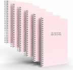 Custom Spiral Notebook Journals with a Pastel Pink Colored Cover - 6 Pack of 5" x 8" – College Ruled, Hard Cover, 50 Sheets Per Book – For Journaling, Office, School Supplies, etc.