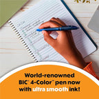 BIC 4 Color Smooth Retractable Ballpoint Pen with Gel-Like Ink and Easy Color Switching, 12-Count in Assorted Ink