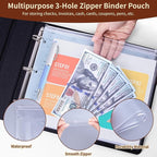 Antner 3 Ring Personal Check Binder for 3-on-a-Page End-Stub Deskbook & Personal 3 Holes or 9 Holes Small Size Checks, PU Leather Check Holder Checkbook Binder Cover with Zipper Pouch, Coffee