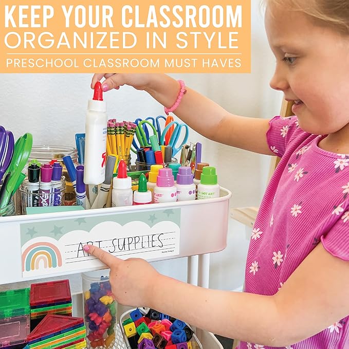 Desk Name Tags for Classroom -25 Student Name Plates for Classroom Kindergarten, Preschool, 1st, 2nd & 3rd Grade, 9x3 Teacher Nameplates for Student Desks & Cubbies, Boho Nametags