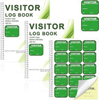 2 Pack Visitor Badges with Carbon Copy Visitor Stickers Letter Size Visitor Log Book Protecting Privacy Pages Register Book Business Guest Name tag for School Clinics Church-450 Badges 60 Memo Pages
