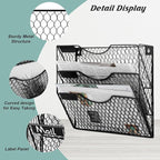 EASEPRES Mail Organizer Wall Mount Hanging File Holder Storage, Metal Chicken Wire Magazine Rack 3 Tier, Black