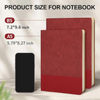 TSFPapier Lined Journal Notebook for Work College Ruled Note Book 5.79"x8.27" A5 PU Leather Daily Journaling 216 Pages for Women Men Writing Home School Supplies Business (BlackRed)