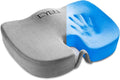 CYLEN Home Office Seat Cushion - Comfort Memory Foam Chair Cushion with Cooling Gel Infused for Tailbone, Coccyx, Back & Sciatica Pain Relief (Grey)