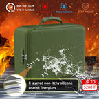 ENGPOW 5200°F Fireproof Document Bag with Lock, Upgraded Heat Insulated Fireproof＆Waterproof Box 8 Layers Document Organizer, Portable Home Travel Safe Storage Box for Important Files, Laptop,Green