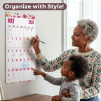 CRANBURY Large Print Wall Calendar 2026, 12x23" Open, 12 Months Floral Designs, Use Jan to Dec 2026, Big Numbers, Big Grid, Low Vision Calendar, Non-Glossy Paper for Easy Writing, Includes Planner Stickers