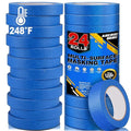 Aheroi Painters Masking Tape, 120℃/24 Rolls Blue Painting Tape Automotive Masking Tape Bulk (1320yd=24*1in*55yd), Multi-Purpose Thin Painter's Tape for Home Auto Paint Craft DIY, Construction Site Use