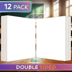 Scribbledo 12 Small White Board Dry Erase Boards Classroom Pack Mini White Boards 9"x12” Double Sided Personal Whiteboards for Students Teachers School Supplies Lapboards Mini Whiteboard Erasers Incl
