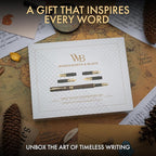 Wordsworth & Black Fountain Pen Gift Set, Includes Ink Bottle, 6 Ink Cartridges, Ink Refill Converter, 4 Replacement Nibs, Luxury Bamboo, Journaling, Calligraphy, Smooth Writing Pens [Brown Wood]