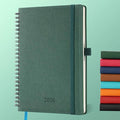 IN-LUXPRO Planner 2026 Daily Weekly and Monthly,8.5"x6.5",12 Months Spiral Bound Calendar Agenda with Self-adhesive Pen Holder,2026 Appointment Book with Vegan Leather Soft Cover,Green