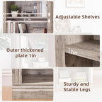 RWYHG 43" Grey Tall Bookshelf Set of 2,3-Tier Thick Wooden Book Shelf with Adjustable Shelves,Free Standing Farmhouse Bookcase with Open Display Storage,Floor Vintage Bookshelves for Living Room