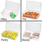 ZEXALOR Pack of 2 Clear Storage Bins with Lids, Small Storage Containers Boxes with Lids, Dresser Organizer, Tea Bag Organizer, Freezer Bin, Plastic Drawer Organizers (10.6×6.1×2.3“)