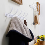 SKOLOO Coat Rack Wall Mount - Modern, Metal Wall Coat Rack with 5 Hooks, Sturdy Wall Hook Rack Rail for Hanging Coat, Jacket, Clothes, Hat, White