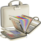 Fireproof File Organizer with Lock, Hard-Shell Case Fireproof Document Box with 13 Colorful Pockets Accordion File Folder, Important Document Organizer for Letter A4 Files Laptop Passports (Beige)