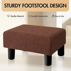BRIAN & DANY Small Foot Stool Ottoman, Footstool with Legs, Teddy Velvet Foot Rest for Living Room, Bedroom and Office, Brown