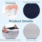 5 STARS UNITED Seat Cushion for Tailbone Pain Relief – Memory Foam Cushion for Coccyx, Hip, Hemorrhoid, Sciatica & Post-Surgery Recovery – Wheelchair, Car, Desk, Gaming & Office Chairs, D Blue