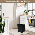 SEHERTIWY Wood Trash Can, Farmhouse Wastebasket Bin for Bathroom, Office, Bedroom, Living Room, Small Square Rustic Garbage Container (Wood-Black)